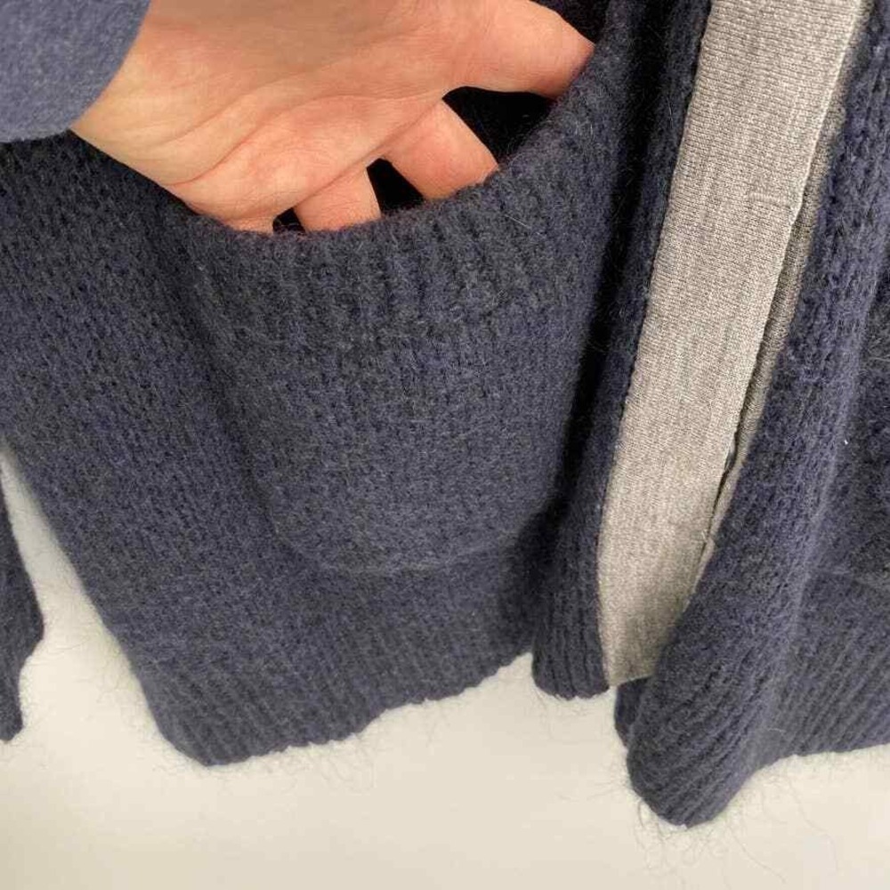 TIBI Cardigan Grandpa Sweater Womens Small Gray Blue Knit Pockets Button Front - Picture 7 of 12